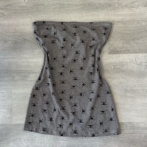 Y2K Black and White Strapless Long Tube Top